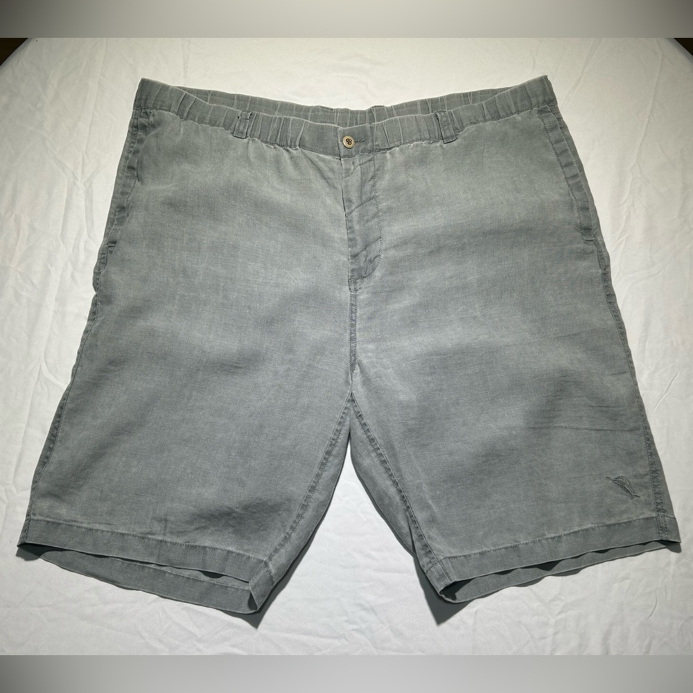 Tommy Bahama 100% Linen “Relax” Gray Shorts w/ drawstring Casual Comfort - XXL